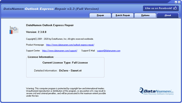 DataNumen Outlook Express Repair完整破解版图